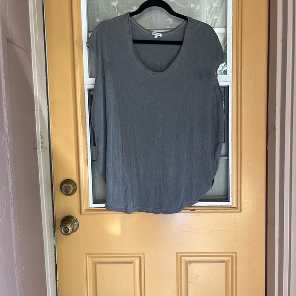 Splendid Charcoal V-Neck Blouse - Picture 1 of 5